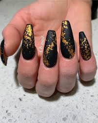 Black And Gold Acrylic Nails Coffin Long Nails Acrylic Nails Black Nails Gold Nails Matte Nails Coffin Nails N Black Gold Nails Black Acrylic Nails Gold Acrylic Nails