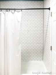 Frameless sliding shower door in stainless steel with clear glass and handle: Subway Tile Sheets Vs Individual Tiles Houseful Of Handmade