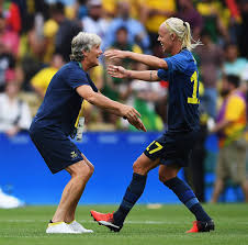 Seven of the usual starting line up are over 30, with none of the rest under 26. Pia Sundhage Head Coach Of Sweden Celebrates With Caroline Seger Football Match Womens Football Womens Soccer