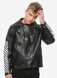 Black And White Checkered Leather Jacket Black Checkered Faux Leather Moto Jacket Moto Jacket Jacket Images Jackets