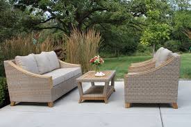Teak Wicker Coffee Table With Sofa Arm Chairs With Sunbrella Cushions In 2020 Wicker Coffee Table Sunbrella Cushions Wicker Sofa