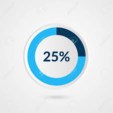 25 percent blue grey and white pie chart percentage vector infographics