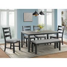 Crafted from hardwood solids and walnut veneers. Elements International Martin Rustic Dining Table Set With Bench Lindy S Furniture Company Table Chair Set With Bench
