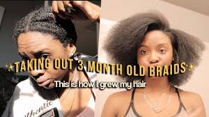 Your natural hair is cornrowed and the extension is then weaved on to your hair using a special threading needle. Taking Out Braids After 3 Months New Growth Youtube
