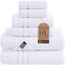 Amazon.com: Hawmam Linen White 6 Piece Bath Towels Set for ...
