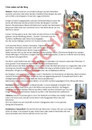 Hier dichteten minnesänger, hier lebten drohte im frühen mittelalter ein feindlicher überfall, flohen die menschen in die wälder oder suchten schutz in fliehburgen, die von erdwällen umgeben waren. Arbeitsblatt Mittelalter Leben Auf Der Burg Geschichte Mittelalter