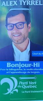 Alex Tyrrell, chef du Parti Vert du Québec et candidat du «Bonjour-Hi»