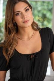 Evangeline Fuller Bust Gathered Neckline Slinky Jersey Dress in Black