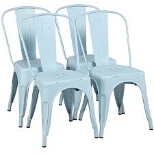 Modern Iron Metal Industrial Indoor Outdoor Dining Chairs Set Of 4 Blue Walmart Com In 2020 Metal Chairs Metal Dining Chairs Bar Chairs Kitchen