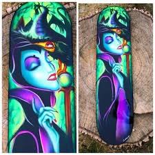 disney maleficent skateboard deck custom painted shop airbrush skateboardart skateboarding disneyart skateboard art design painted skateboard maleficent