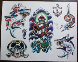 Nautical Traditional Tattoo Flash Sheet Ot Derekbward Na Etsy Traditional Tattoo Flash Sheets Traditional Tattoo Traditional Tattoo Design