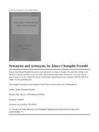 Maybe you would like to learn more about one of these? English Synonyms And Antonym Pdf Project Gutenberg English Language