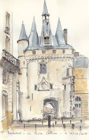 Bordeaux Rencontre Usk France La Porte Cailhau 1 France Drawing Watercolor City Architecture Sketch