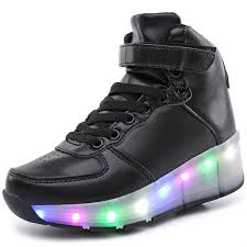 Ufatansy Uforme Kids Boys Girls Hightop Shoes Led Light Up Sneakers Single Wheel Double Wheel Roller Roller Skate Shoes Sneakers With Wheels Light Up Sneakers