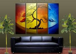 Although bonsai is a japanese word, the art of growing these miniature trees originates in china, where it is called penjing or penzai. Asian Abstract Bonsai Tree Painting 4 Piece Faz On Popscreen