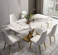 Conjunto de Mesa de Comedor Rectangular de Mármol Natural de Lujo OEM ODM 6  8 Sillas para Comedor
