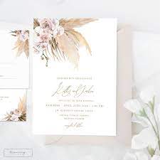 Pampas Grass Wedding Invitation Template Boho Wedding Invite Etsy Wedding Invitations Boho Orchid Wedding Invitations Minimalist Wedding Invitations