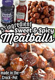 These Three Ingredient Sweet And Spicy Grape Jelly Meatballs Are So Easy And Delicious For A C In 2020 Sweet Meatballs Grape Jelly Chili Sauce Sweet And Sour Meatballs