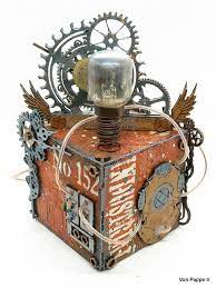 Von Pappe Ii Time Machine An Artist Trading Block Created For Sandee Amelie S Steampunk Summer Special Challenge Altered Art Steampunk Tim Holtz Crafts