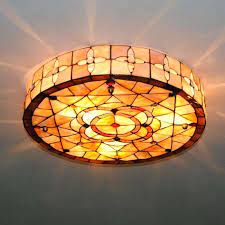 Baroque Drum Stained Glass Flush Mount