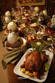 Decorate A Seasonal Table With Moss Tree Branches Dried Leaves Squash For A Beauti Thanksgiving Tablescapes Thanksgiving Decorations Holiday Table Settings