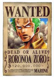 Poster buronan one piece zoro. One Piece Wanted Posters Roronoa Zoro One Piece Drawing One Piece Anime