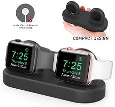 It may be cheap, but it certainly doesn't look tacky with an aluminum alloy body. Amazon Com Delidigi Dual Charging Stand Dock Silicone Double Charger Stand Holder Compatible With Apple Watch Series Se 6 5 4 3 2 1 44 42 40 38mm Supports Nightstand Mode Black Electronics