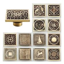 Odor Resistant Vintage Flower Carved Bathroom Bath Shower Drain Floor Trap Waste Grate With Strainer Cove Bathroom Shower Accessories Floor Drains Shower Drain