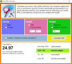 Cross reference your height from the left column and your weight to the right & then look up to see your bmi. 50 Best Free Bmi Calculator For Windows