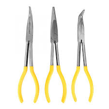 Mango sumergido resistente al aceite que permite un agarre cómodo. 3 Uds Alicates Mecanicos 11 Pulgadas De Largo 45 90 Grados De Flexion De Punta Recta De Punta Larga Kit De Tenazas De Acero De Carbono Alicates Aliexpress