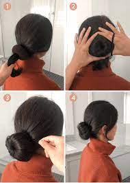 To make a bun with 2 hairbands, tie a ponytail and find its center. Sleek Low Donut Bun For Shorter Or Fine Hair