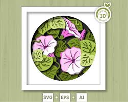 3D SVG Morning Glory Flowers Shadow Box, 3D Summer SVG, Morning Glory 3D  SVG, Layered Flowers 3d Svg, Floral 3D Svg Cricut Silhouette
