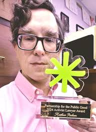 Congratulations to Matthew Parham, Director of Litigation and Advocacy at  the Law Center! He was honored with the Activist Lawyer Award from the  Partnership for the Public Good this year!