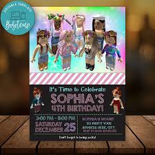 Here are the coolest roblox shirt templates collection. Editable Girl Roblox Birthday Invitation Instant Download Bobotemp
