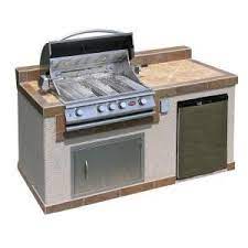 Jetzt online inspirieren und shoppen! Cal Flame Outdoor Kitchen 4 Burner Barbecue Grill Island With Refrigerator E6004 The Home Depot Outdoor Kitchen Island Outdoor Kitchen Grill Island