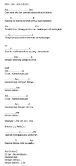 G em ervina kau adalah cinta dalam hidupku c dan takkan reff em bm ervina, hanya kau yang terukir di hatiku c dan ku selalu berharap semoga kita d g kan abadi. Kunci Gitar Lagu Vagetoz Kehadiranmu