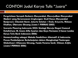 We did not find results for: Pembekalan Penulisan Karya Ilmiah Menuju Mahasiswa Berprestasi Ppt Download