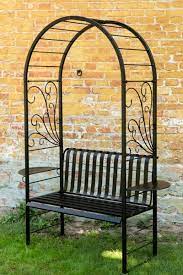 Hochwertige konstruktion, stabil & langlebig. Rosenbogen Mit Bank Zink Schwarz Gartenbank Metallbank Pergolabank Laubenbank Ebay