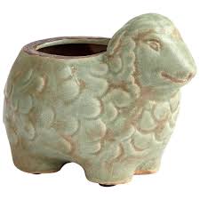 Cyan Design Lala Green Glaze Lamb Planter