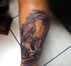 Realistic Bird Of Prey Tattoo Hawk On Calf Tattoo Idea Hawk Tattoo Tattoos Calf Tattoo
