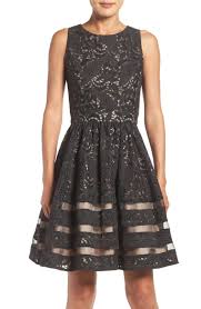 Main Image Eliza J Cotton Blend Fit Flare Dress Regular Petite Little Black Lace Dress Fit Flare Dress Lace White Dress