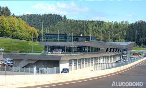 It was later shortened, rebuilt and renamed the. Clearly Accentuated Architecture Red Bull Ring Spielberg Austria The Architecture Plays With The Theme And The Function Of The Pit Building The Facade In A