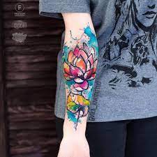 Flowers are for men, too. Watercolor Tattoos Will Turn Your Body Into A Living Canvas Kickass Things Colorful Sleeve Tattoos Tribal Sleeve Tattoos Half Sleeve Tattoo