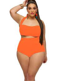 Sao Paulo High Waisted Plus Size Bikini Top With Underwire Neon Orange Two Piece Swimsuits Swimwea Plus Size Bikini Plus Size Swimwear Plus Size Tankini