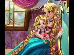 Juegos De Princesas El Dia De Rapunzel Vestir Peinar Moda Cuidar Bebe Juegos De Princesa Princesas Cuidar Bebe