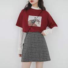 Stine goya skirt marigold blue/pink checkered poly size small asymmetrical miditop rated seller. Checkered Skirt Outfits Ideas Dd Stuffs Online Shop Facebook