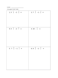 Koswer matematik tahun 4 (pecahan). Soalan Pecahan Tolak Tahun 5
