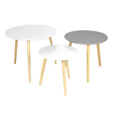 Find the latest designer fashion &. Aura 3 Piece Round Coffee Table Set White Grey By Hellofurniture Zanui
