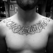 This name tattoo is unique and refreshing. 90 Script Tattoos For Men Cursive Ink Design Ideas