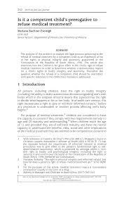 Can a minor refuse mental health treatment. Pdf Is It A Competent Child S Prerogative To Refuse Medical Treatment